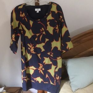 Loft Petites  Abstract  Navy Tropical Dress Size 2P